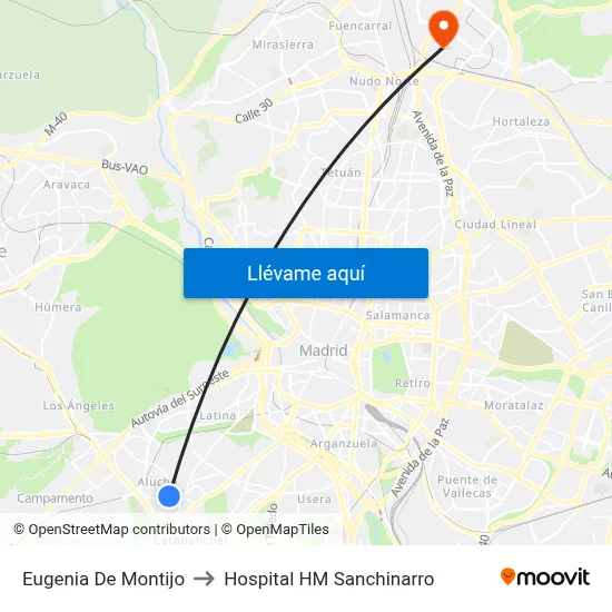 Eugenia De Montijo to Hospital HM Sanchinarro map