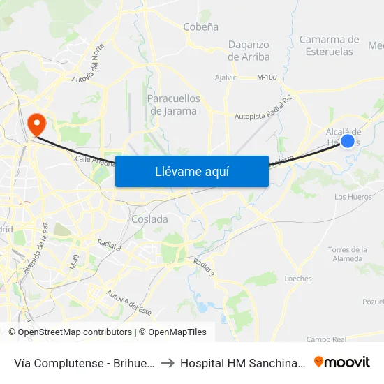 Vía Complutense - Brihuega to Hospital HM Sanchinarro map