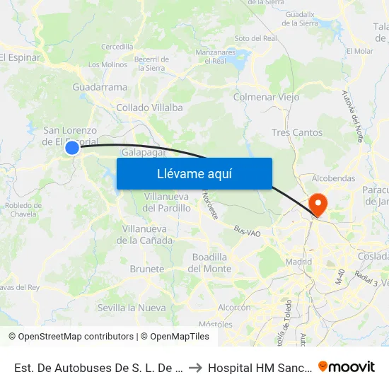 Est. De Autobuses De S. L. De El Escorial to Hospital HM Sanchinarro map