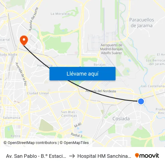 Av. San Pablo - B.º Estación to Hospital HM Sanchinarro map