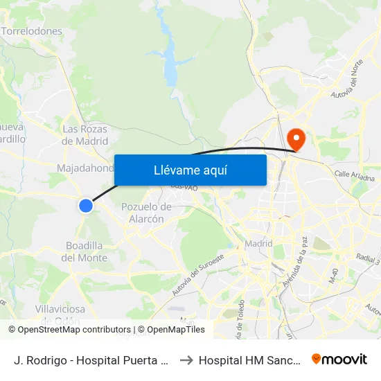 J. Rodrigo - Hospital Puerta De Hierro to Hospital HM Sanchinarro map