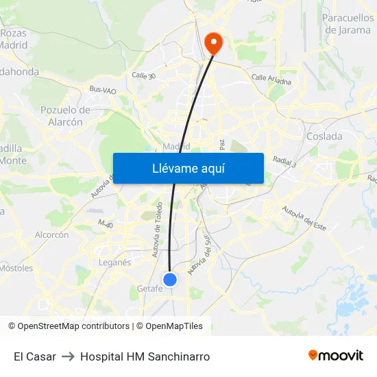 El Casar to Hospital HM Sanchinarro map