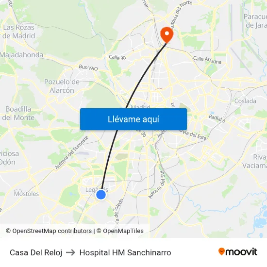 Casa Del Reloj to Hospital HM Sanchinarro map