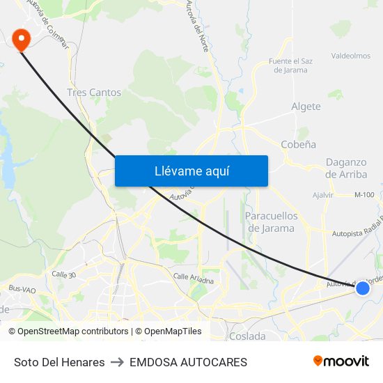 Soto Del Henares to EMDOSA AUTOCARES map