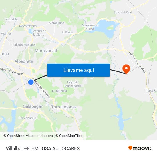 Villalba to EMDOSA AUTOCARES map