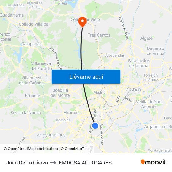 Juan De La Cierva to EMDOSA AUTOCARES map
