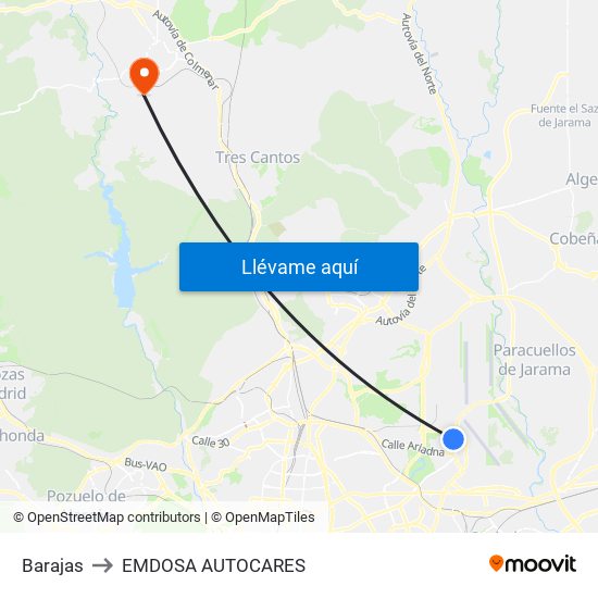 Barajas to EMDOSA AUTOCARES map
