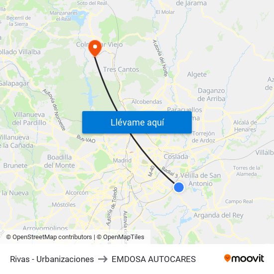 Rivas - Urbanizaciones to EMDOSA AUTOCARES map