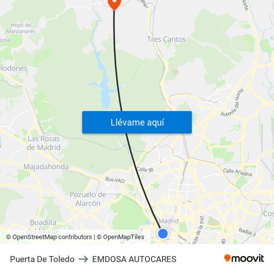 Puerta De Toledo to EMDOSA AUTOCARES map