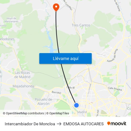 Intercambiador De Moncloa to EMDOSA AUTOCARES map