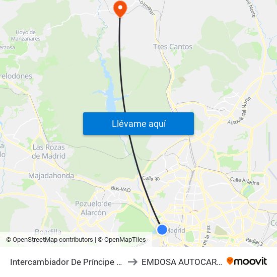 Intercambiador De Príncipe Pío to EMDOSA AUTOCARES map