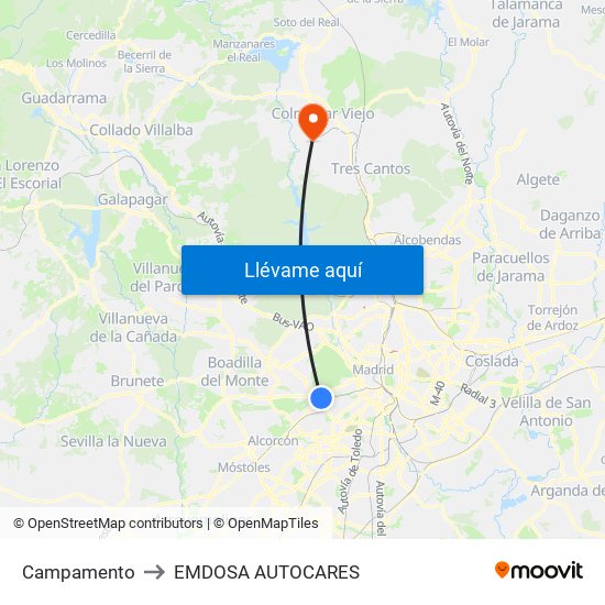 Campamento to EMDOSA AUTOCARES map