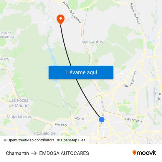 Chamartín to EMDOSA AUTOCARES map