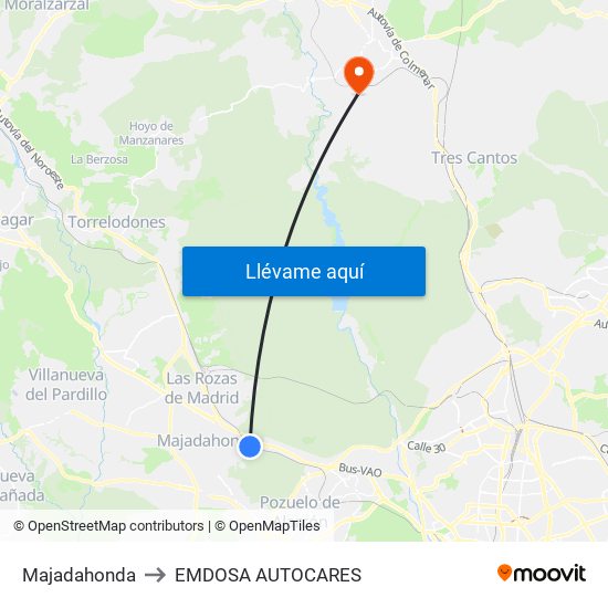 Majadahonda to EMDOSA AUTOCARES map