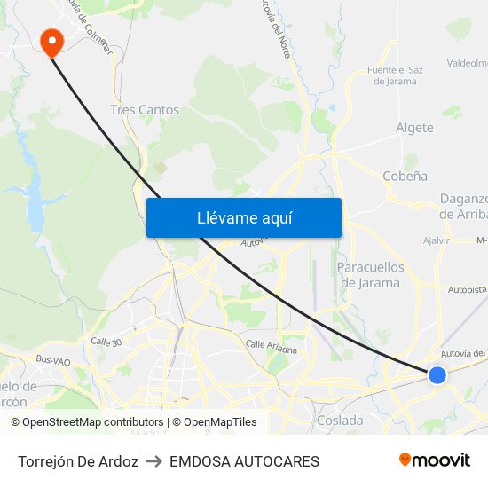 Torrejón De Ardoz to EMDOSA AUTOCARES map