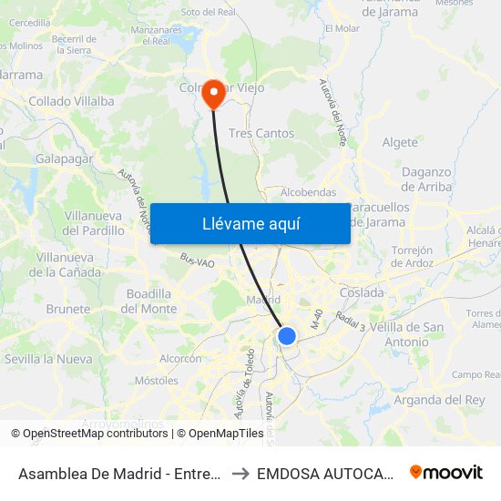 Asamblea De Madrid - Entrevías to EMDOSA AUTOCARES map
