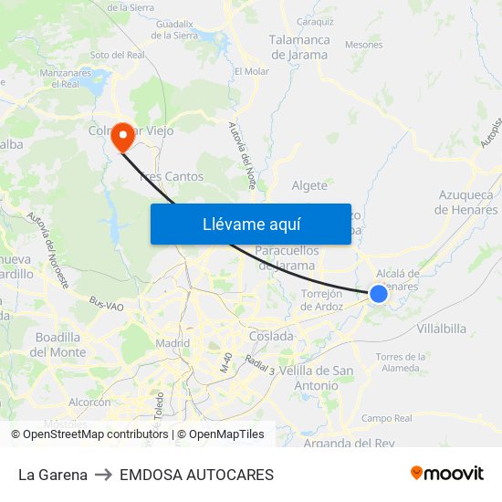 La Garena to EMDOSA AUTOCARES map
