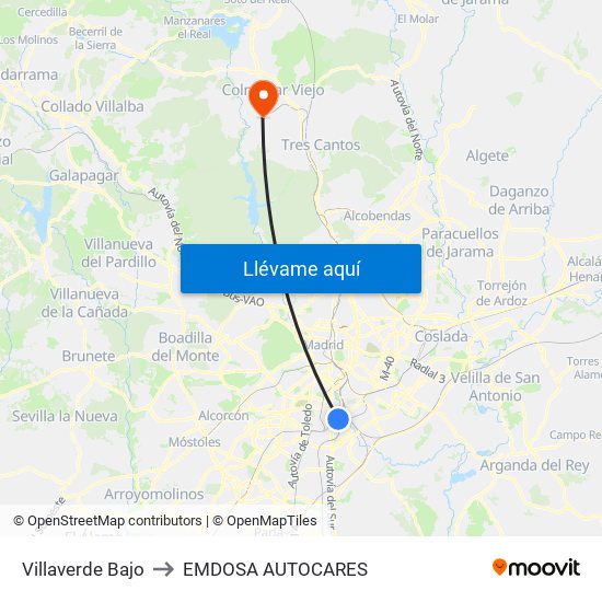 Villaverde Bajo to EMDOSA AUTOCARES map