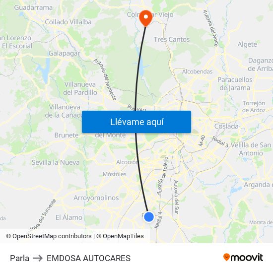 Parla to EMDOSA AUTOCARES map