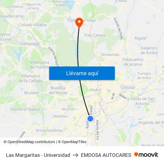 Las Margaritas - Universidad to EMDOSA AUTOCARES map