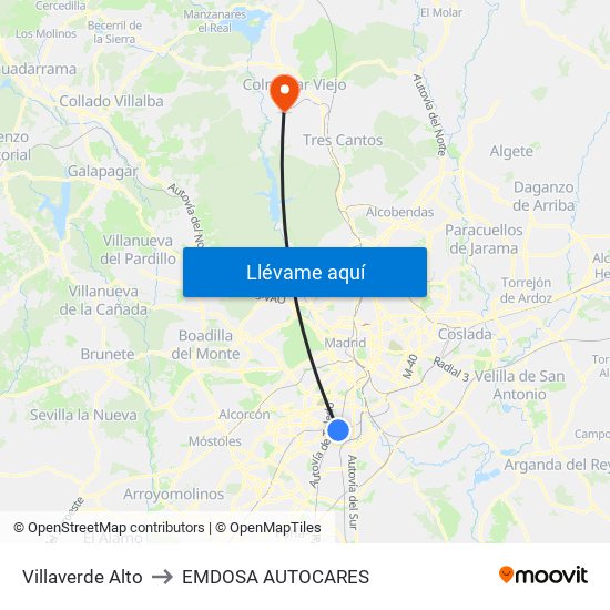 Villaverde Alto to EMDOSA AUTOCARES map