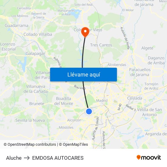 Aluche to EMDOSA AUTOCARES map