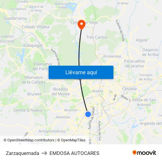 Zarzaquemada to EMDOSA AUTOCARES map
