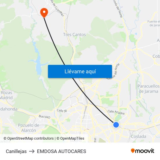Canillejas to EMDOSA AUTOCARES map