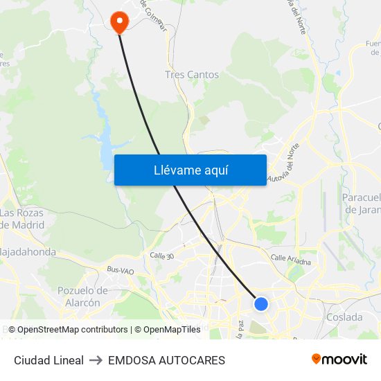 Ciudad Lineal to EMDOSA AUTOCARES map