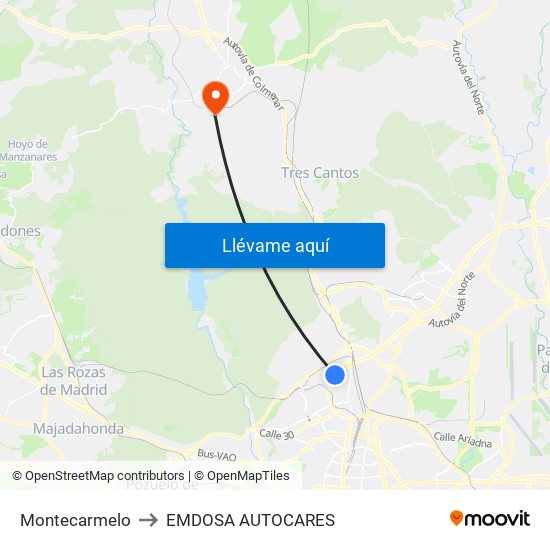 Montecarmelo to EMDOSA AUTOCARES map