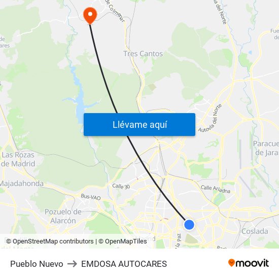 Pueblo Nuevo to EMDOSA AUTOCARES map