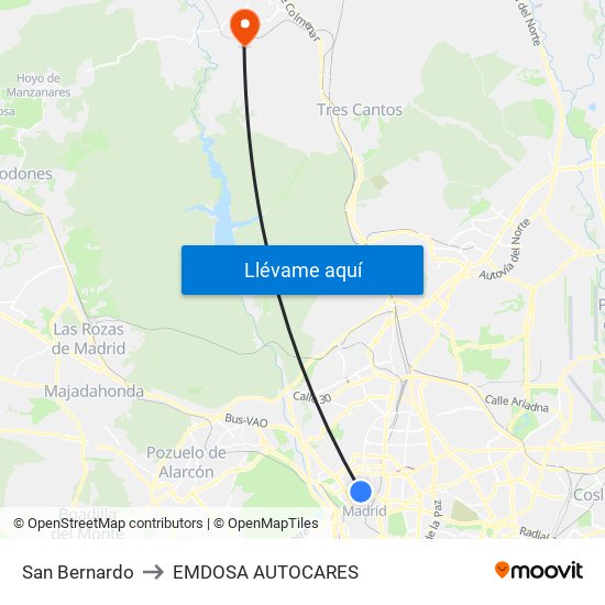San Bernardo to EMDOSA AUTOCARES map
