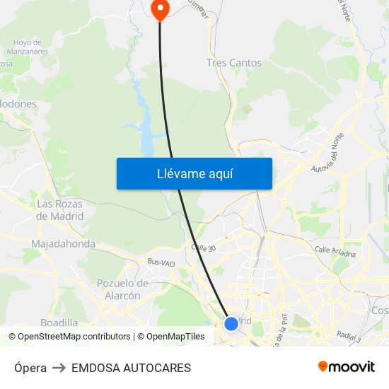 Ópera to EMDOSA AUTOCARES map