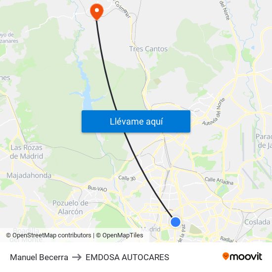 Manuel Becerra to EMDOSA AUTOCARES map