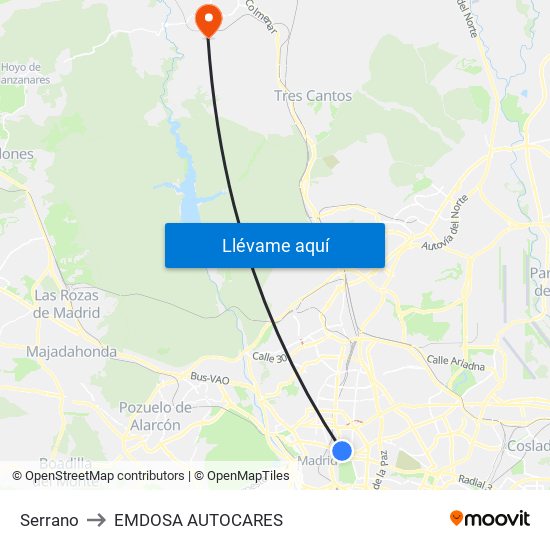 Serrano to EMDOSA AUTOCARES map