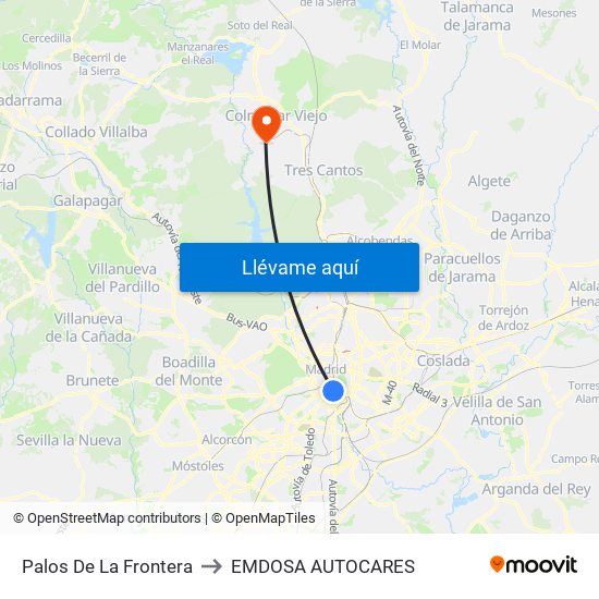 Palos De La Frontera to EMDOSA AUTOCARES map