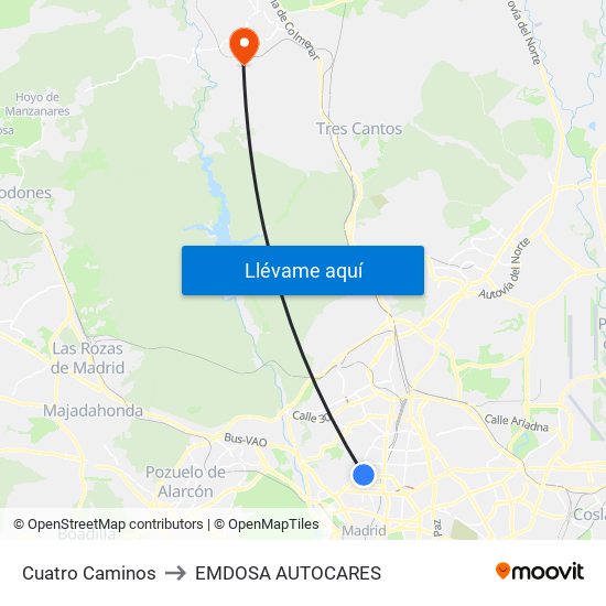 Cuatro Caminos to EMDOSA AUTOCARES map