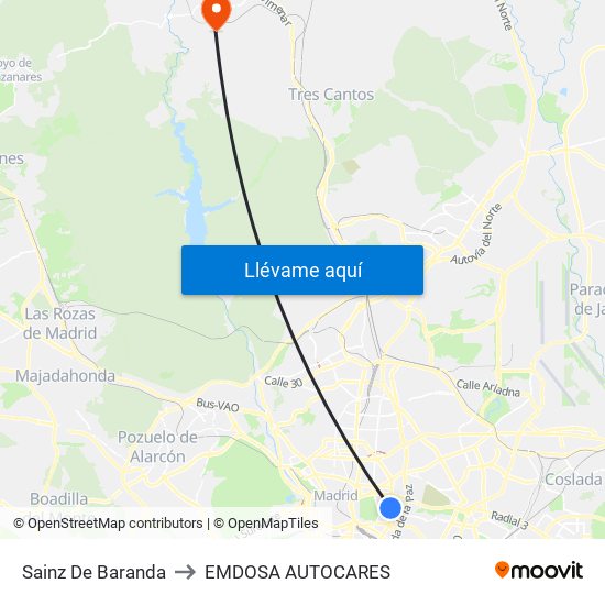 Sainz De Baranda to EMDOSA AUTOCARES map