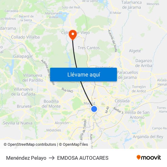 Menéndez Pelayo to EMDOSA AUTOCARES map