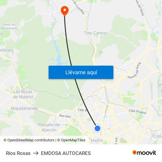 Ríos Rosas to EMDOSA AUTOCARES map