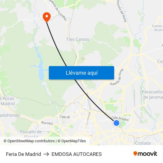 Feria De Madrid to EMDOSA AUTOCARES map