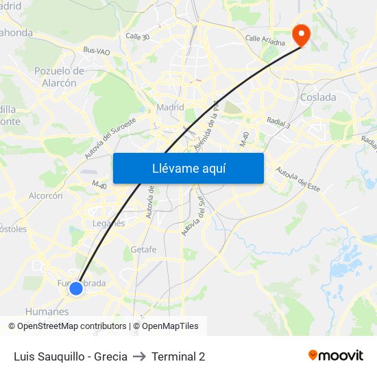 Luis Sauquillo - Grecia to Terminal 2 map