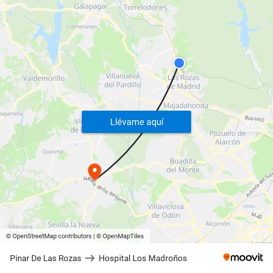 Pinar De Las Rozas to Hospital Los Madroños map
