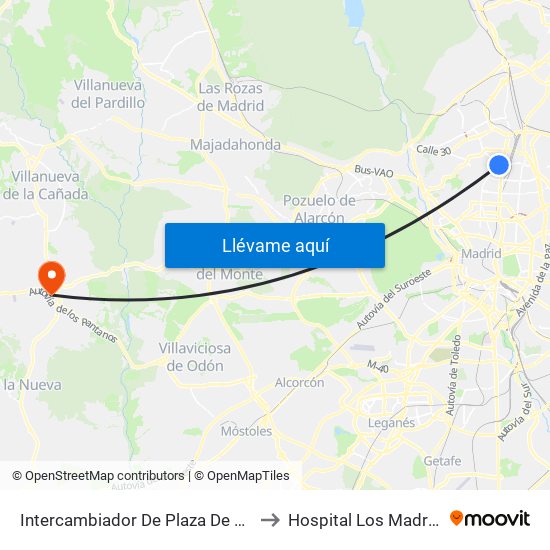 Intercambiador De Plaza De Castilla to Hospital Los Madroños map
