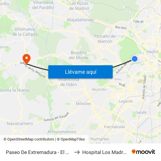 Paseo De Extremadura - El Greco to Hospital Los Madroños map