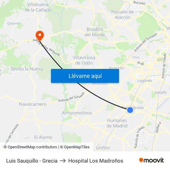 Luis Sauquillo - Grecia to Hospital Los Madroños map