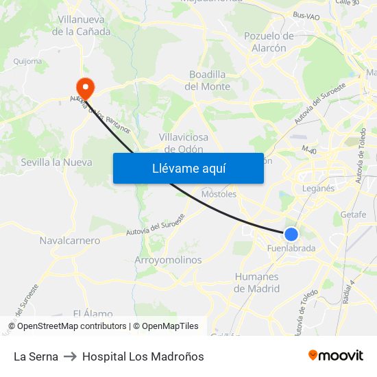 La Serna to Hospital Los Madroños map