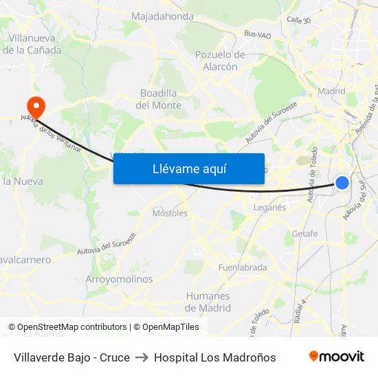 Villaverde Bajo - Cruce to Hospital Los Madroños map