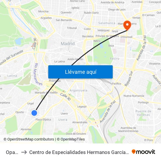 Opañel to Centro de Especialidades Hermanos García Noblejas map