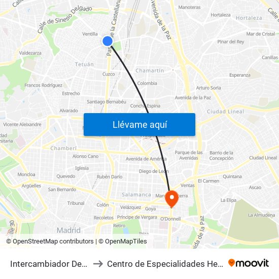 Intercambiador De Plaza De Castilla to Centro de Especialidades Hermanos García Noblejas map